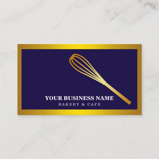 Moderne gouden whisk bakkerij visitekaartje (Voorkant)