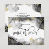 moderne gouden 'wil je mijn bruidsmeisje zijn?' ui kaart (Voorkant / Achterkant)