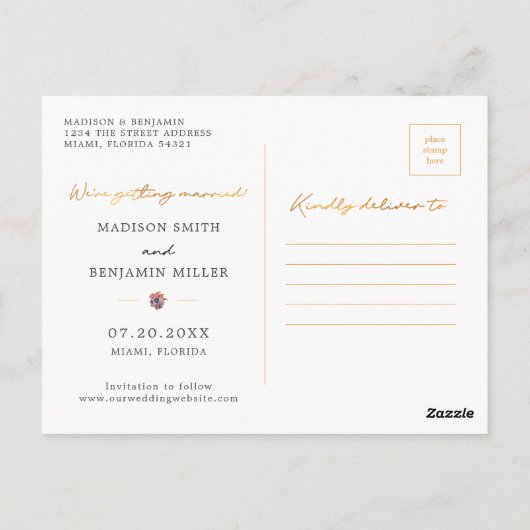 Moderne gouden Wildflower Spring Garden Save The D Briefkaart (Achterkant)