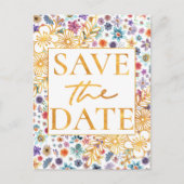 Moderne gouden Wildflower Spring Garden Save The D Briefkaart (Voorkant)
