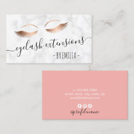 Moderne gouden wimpers van witte marmer roos visitekaartje