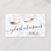 Moderne gouden wimpers van witte marmer roos visitekaartje (Voorkant)