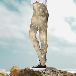 Moderne Gouden Winter Sneeuw Patroon Waterverf Leggings