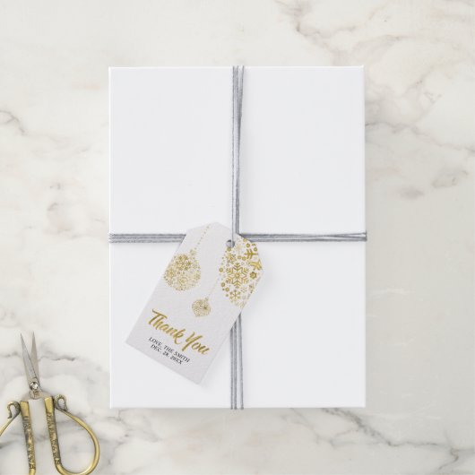 Moderne gouden winterpartij Dank u voor de cadeauL Cadeaulabel (Met Touw)