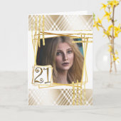 Moderne gouden witte abstractste vormen 21e foto kaart (Gele Bloem)