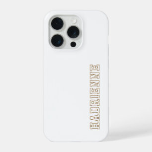 Moderne Gouden Witte Monogram Omlijning Naam iPhone 15 Pro Case