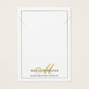 Moderne gouden witte monogram sieraden ketting visitekaartje