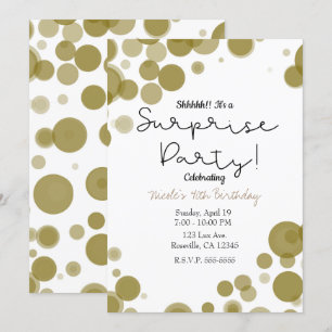 Moderne gouden witte polka stip bubbels verrassing kaart