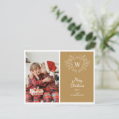 Moderne gouden & witte stijlvolle topfoto feestdagenkaart (Staand voorkant)