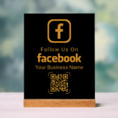 Moderne Gouden Zakelijke Facebook QR Code Acryl Bord (Neutraal)