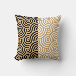 Moderne gouden Zeeen oceaangolven schetsen patroon Kussen