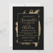 Moderne gouden zwart lijst typografie bruiloft kaart (Voorkant)