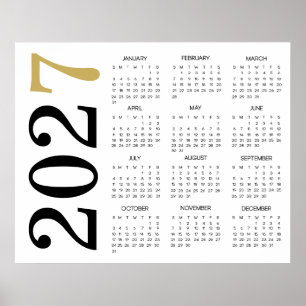 Moderne Gouden Zwarte 2027 Agenda Poster