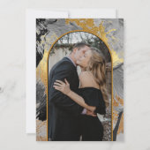 Moderne gouden zwarte abstracte FOTO bruiloft Kaart (Achterkant)