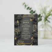 Moderne gouden zwarte afstudeerfeest uitnodiging Q (Staand voorkant)