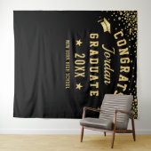 Moderne gouden zwarte afstudeerfoto booth achtergr wandkleed (In Situ (horizontaal))