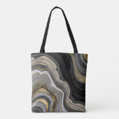 Moderne Gouden Zwarte Agaat Kristal Personaliseer  Tote Bag (Achterkant)