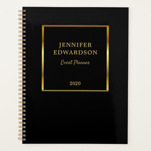 Moderne gouden zwarte elegante professionele onder planner (Voorkant)