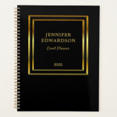 Moderne gouden zwarte elegante professionele onder planner (Voorkant)