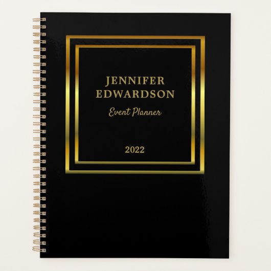 Moderne gouden zwarte elegante professionele onder planner (Voorkant)