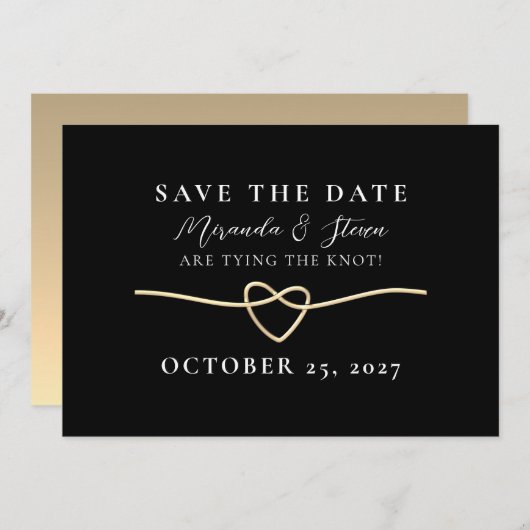 Moderne Gouden Zwarte Huwelijk Save The Date (Voorkant / Achterkant)