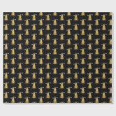 Moderne Gouden Zwarte Kerstboom Cadeaupapier (Vlak)