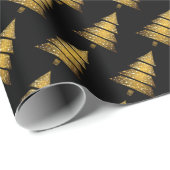 Moderne Gouden Zwarte Kerstboom Cadeaupapier (Rol Hoek)