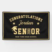 Moderne Gouden Zwarte Klasse van 2024 Afstudeerfee Spandoek (Horizontaal)