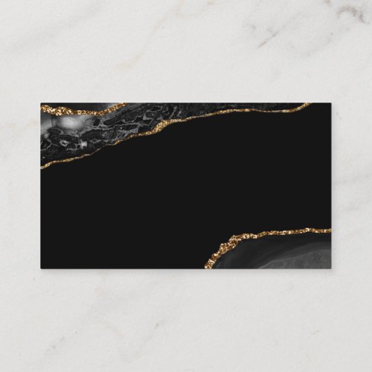 Moderne gouden zwarte marmer Voeg Logo- en QR-code Visitekaartje (Achterkant)