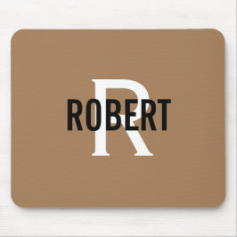 Moderne gouden zwarte monogram naam mannen muismat