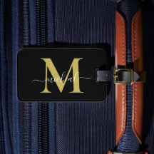 Moderne Gouden & Zwarte Monogram Script Naam