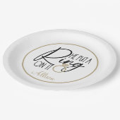 Moderne Gouden Zwarte Naam Hij deed er een Ring om Papieren Bordje (Gekanteld)