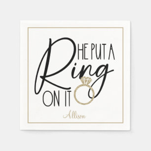 Moderne Gouden Zwarte Naam Hij deed er een Ring om Servet