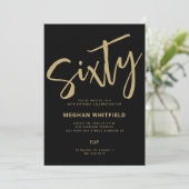 Moderne Gouden Zwarte Sixty Script 60ste Verjaarda Kaart (Staand voorkant)
