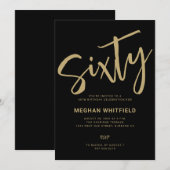 Moderne Gouden Zwarte Sixty Script 60ste Verjaarda Kaart (Voorkant / Achterkant)