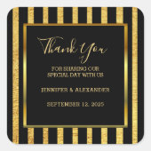 Moderne gouden zwarte strepen Weddenschap Hartelij Vierkante Sticker (Voorkant)