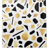 Moderne gouden zwarte witte geometrische vormen douchegordijn (Voorkant)