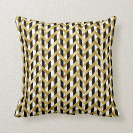 Moderne gouden zwarte witte weve symmetrisch elega kussen