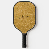Moderne gouden zweefscript naam pickleball paddle (Achterkant)