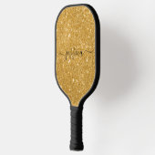 Moderne gouden zweefscript naam pickleball paddle (Links)