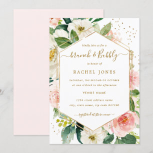 Moderne goudfloral Brunch en brabbel Kaart