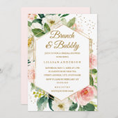 Moderne goudfloral Brunch en brabbel Kaart (Voorkant / Achterkant)