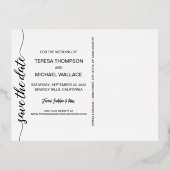 Moderne goudfolie Bespaar de datum Foto bruiloft Folie Uitnodiging Briefkaart (Achterkant)