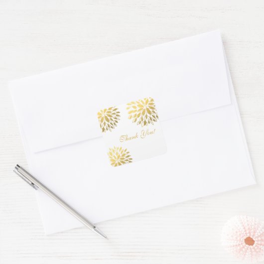 Moderne goudfolie Bloemen Wit Elegante Sticker (Envelop)