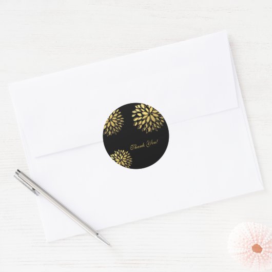Moderne goudfolie Bloemen Zwart Elegante Sticker (Envelop)