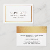 Moderne goudfolie - kortingsbon kortingskaartje (Voorkant / Achterkant)