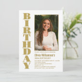 Moderne goudfoto van elke leeftijd - Birthday Part Kaart (Staand voorkant)