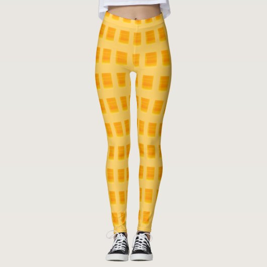 Moderne goudgele geruite Leggings (Voorkant)