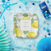 Moderne goudgele leemons Groene Lemons Weddenschap Papieren Bordje (Feest)