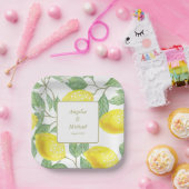 Moderne goudgele leemons Groene Lemons Weddenschap Papieren Bordje (Feest)